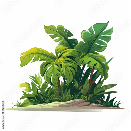 Tropical Greenery Cartoons in Vector Isolation