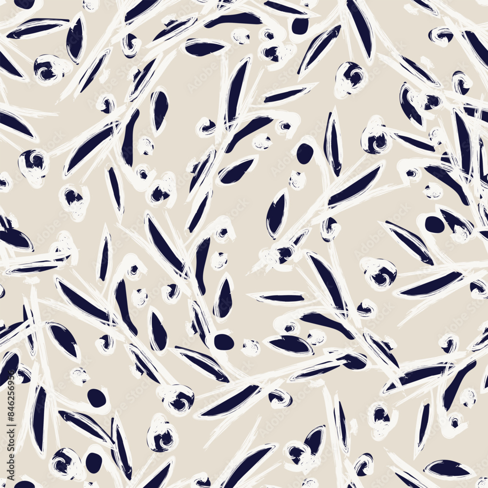 Neutral Colour Abstract Floral Seamless Pattern Design Neutral Colour Abstract Floral Seamless Pattern Design