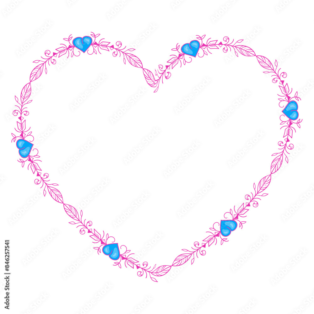 Hand drawn flat design hearts border and frame Hand drawn flat design hearts border and frame