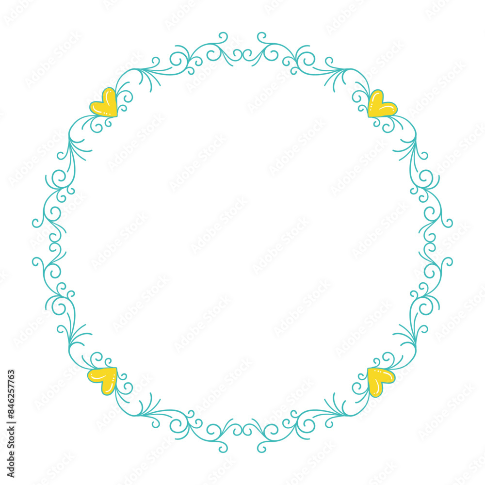 Hand drawn flat design hearts border and frame Hand drawn flat design hearts border and frame