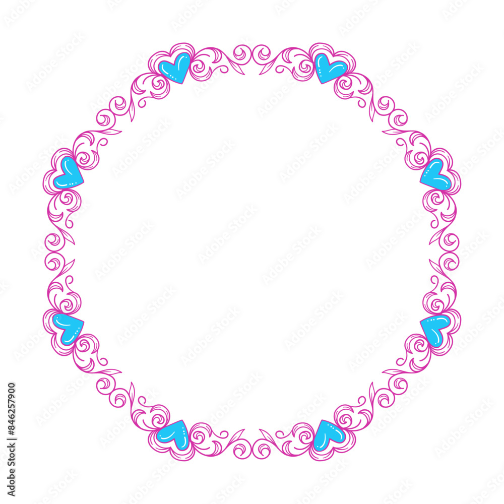 Hand drawn flat design hearts border and frame Hand drawn flat design hearts border and frame