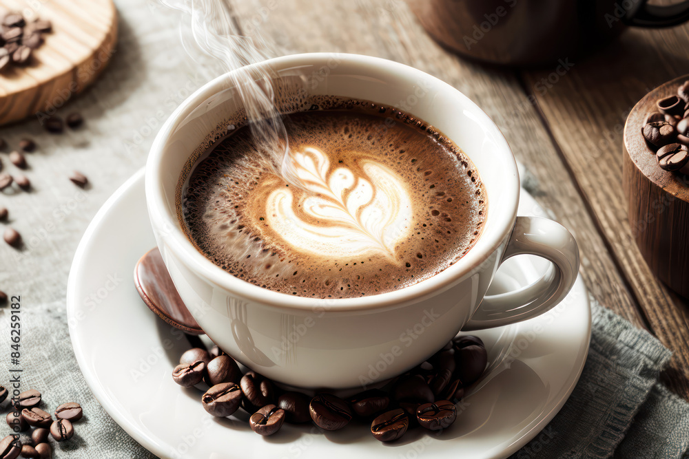 Cup of latte, coffee time Cup of latte, coffee time