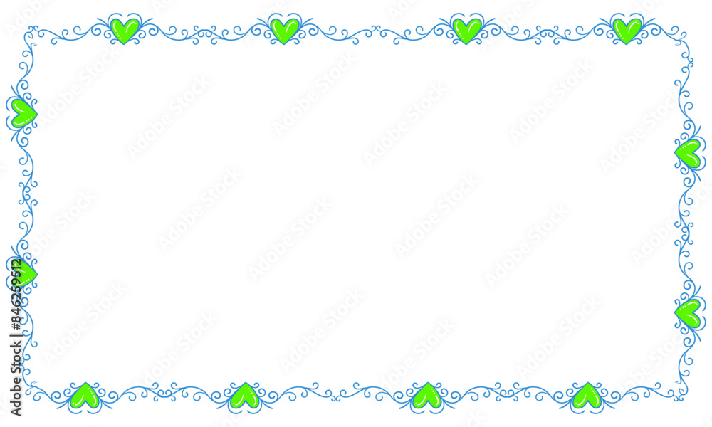 Hand drawn flat design hearts border and frame Hand drawn flat design hearts border and frame