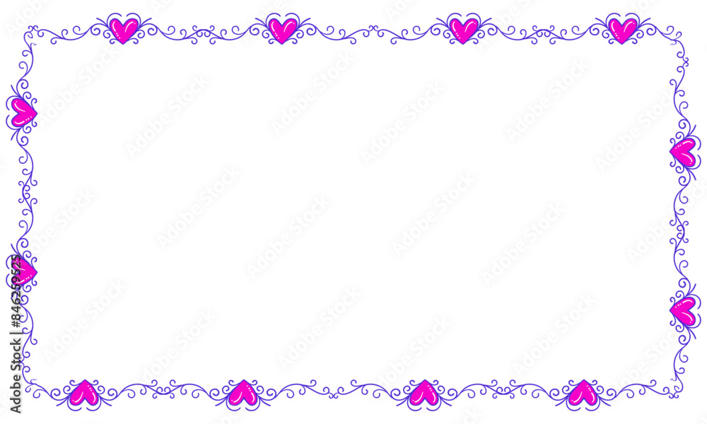Hand drawn flat design hearts border and frame Hand drawn flat design hearts border and frame