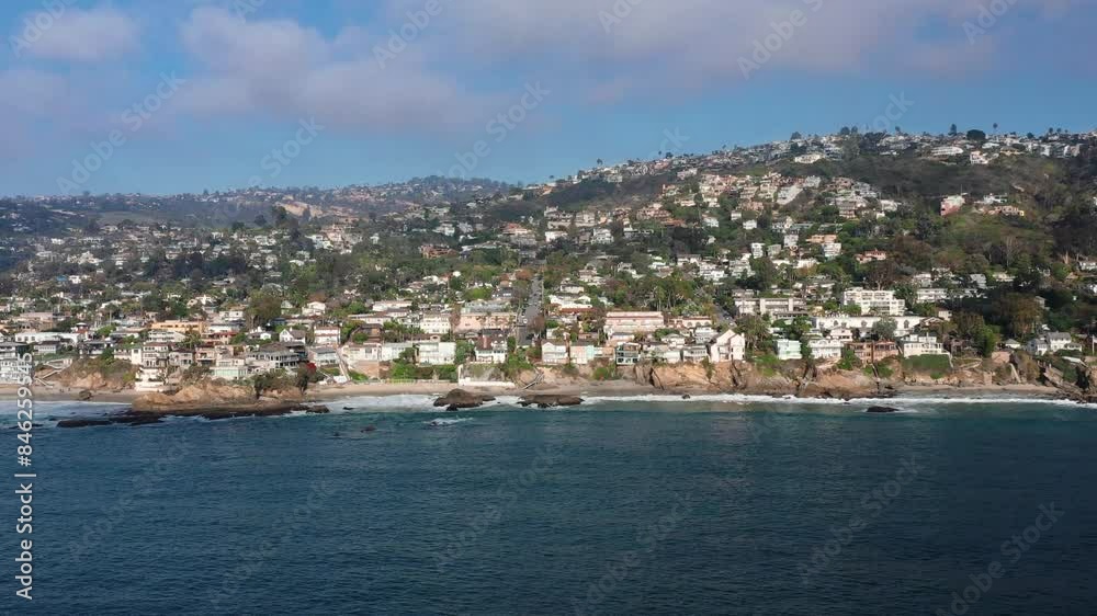 Scenic Summer View Of Victoria Beach - Laguna Beach In California, USA. wide drone shot Scenic Summer View Of Victoria Beach - Laguna Beach In California, USA. wide drone shot