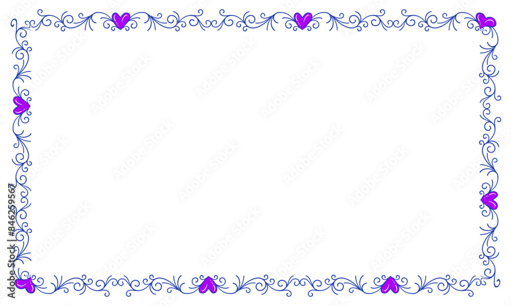 Hand drawn flat design hearts border and frame Hand drawn flat design hearts border and frame