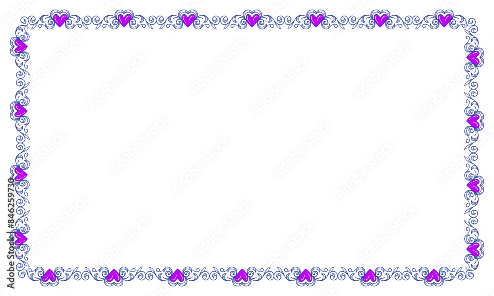 Hand drawn flat design hearts border and frame Hand drawn flat design hearts border and frame