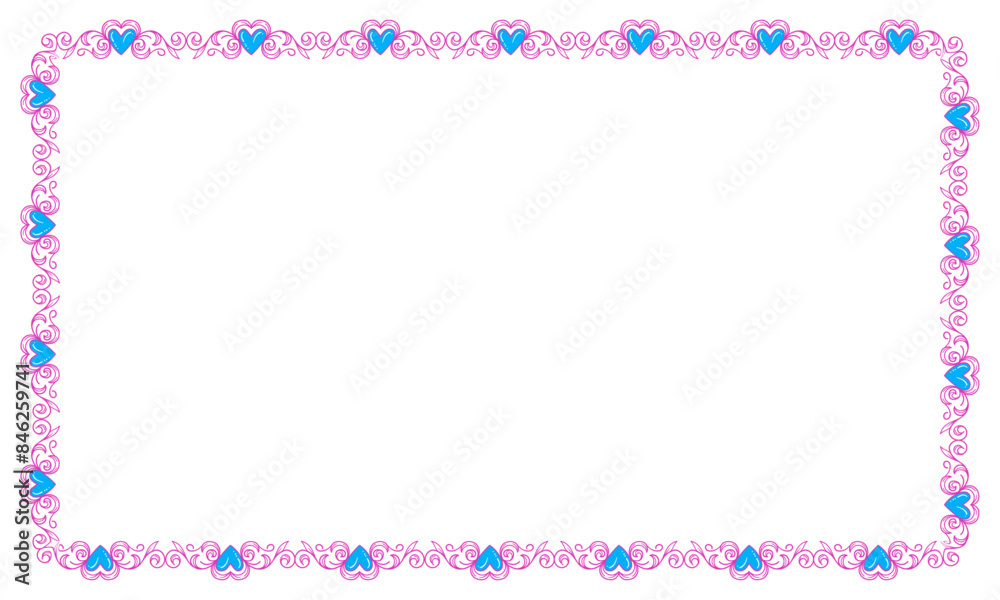 Hand drawn flat design hearts border and frame Hand drawn flat design hearts border and frame