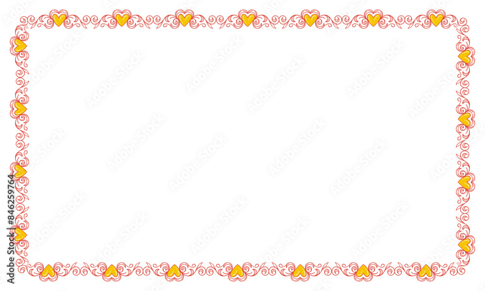 Hand drawn flat design hearts border and frame Hand drawn flat design hearts border and frame