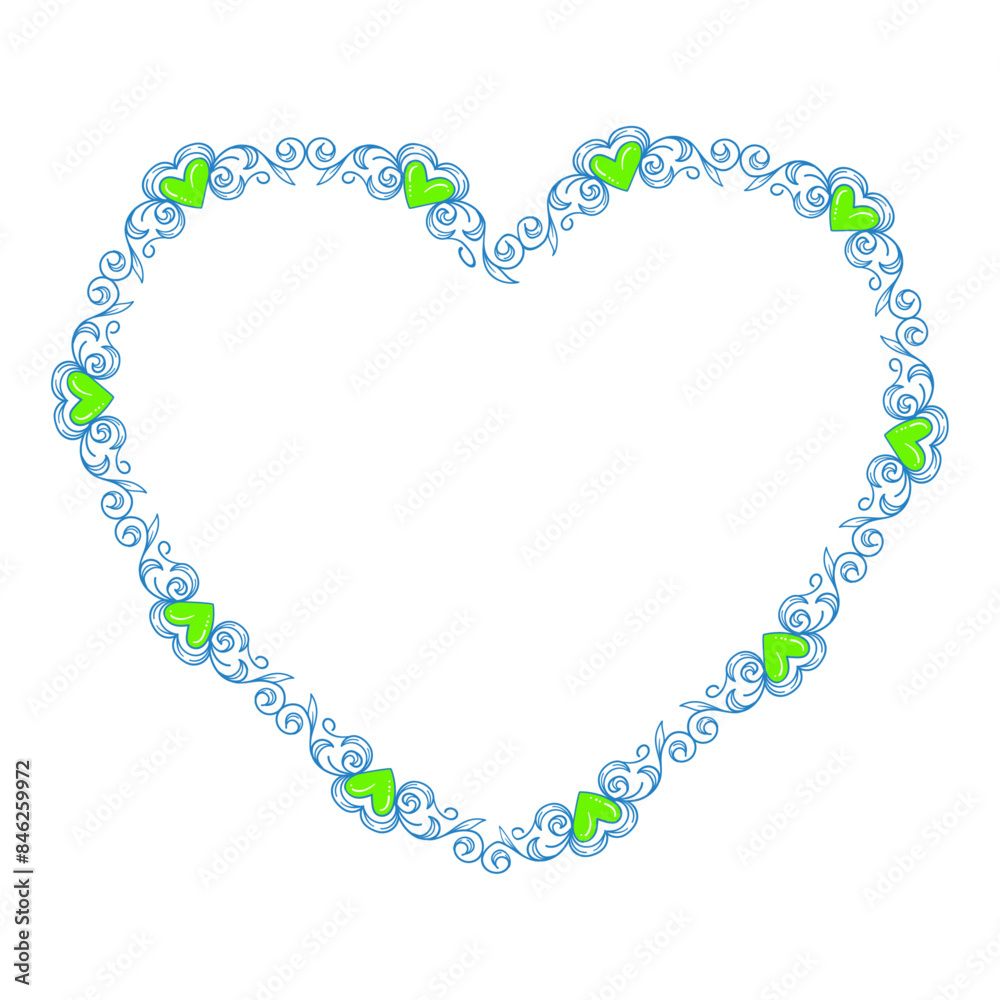 Naklejka premium Hand drawn flat design hearts border and frame
