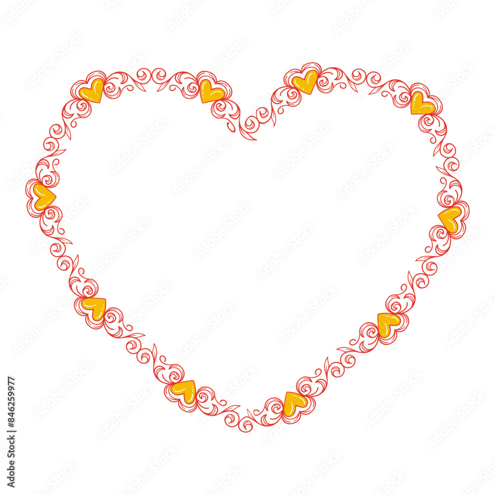 Naklejka premium Hand drawn flat design hearts border and frame