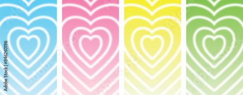 Set Of Cool Heart Geometric halftone effect Abstract Backgrounds. Lovely Vibes Posters Design,illustration EPS10.