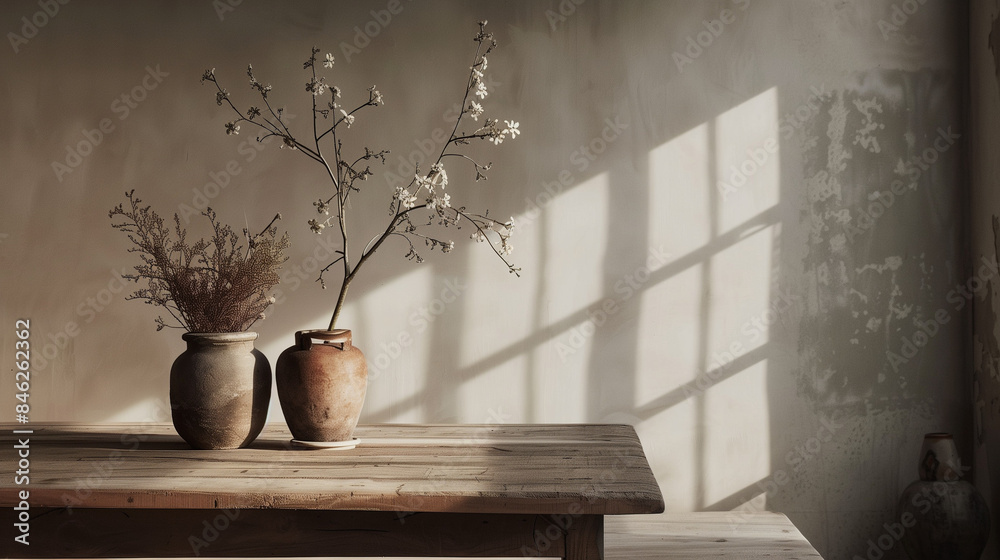empty room and wooden table, with organic shape style, Ai generated Images empty room and wooden table, with organic shape style, Ai generated Images