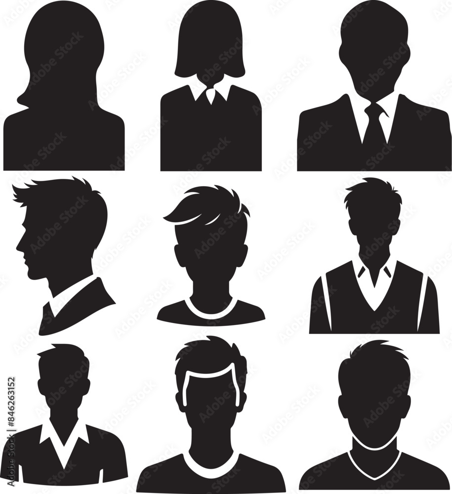 Man avatar silhouette, vector, white background Man avatar silhouette, vector, white background