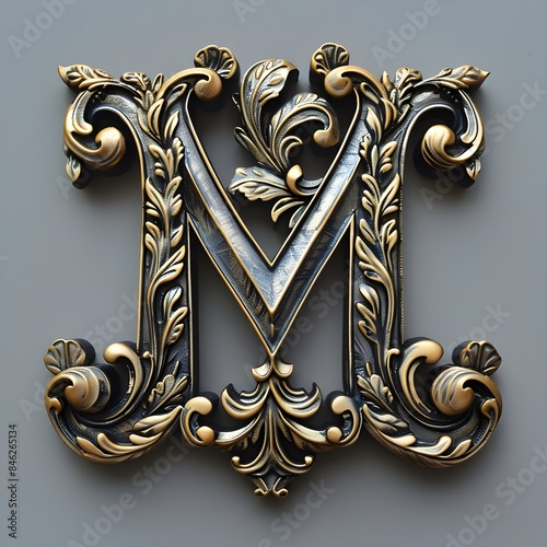 letter M with white background generative AI photo