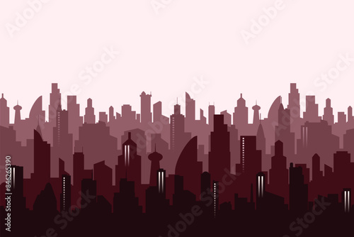 Modern cityscape silhouette background. Vector illustration banner template