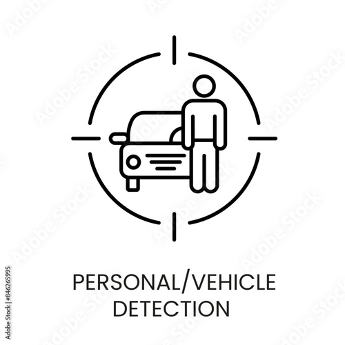 Personal or vehicle Detection line vector icon with editable stroke