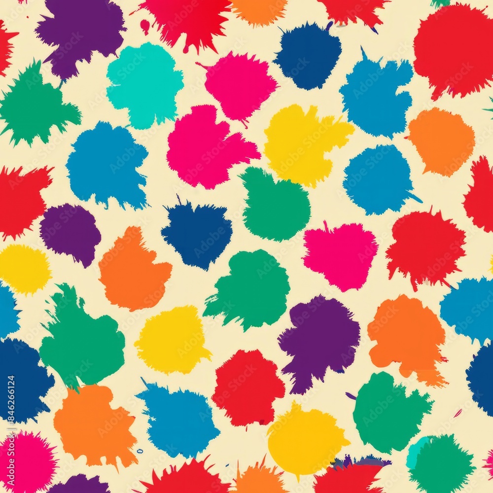 Seamless pattern of colorful paint smears and ink blotches layered with paper textures, Generative AI Seamless pattern of colorful paint smears and ink blotches layered with paper textures, Generative AI