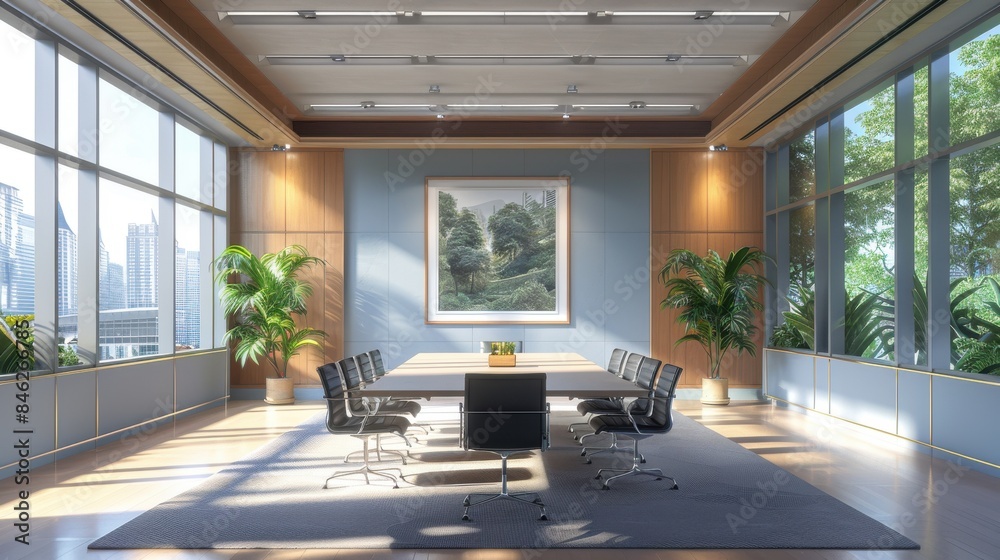 Fototapeta premium Modern Conference Room with City View 