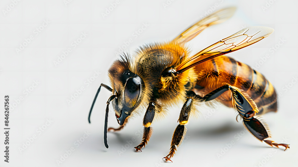 Honey bee walking isolated on white background Honey bee walking isolated on white background