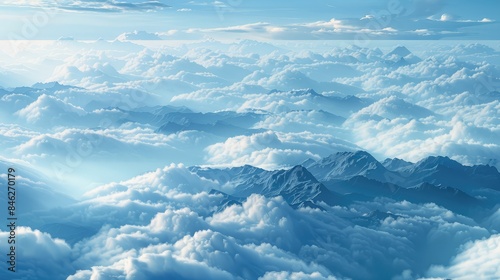 A vast expanse of clouds rolling over hidden mountain tops © Dinaaf
