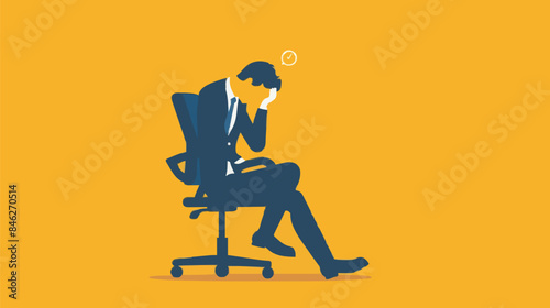 Regret on business mistake, frustration or depressed, stupidity or foolish losing all money, stressed and anxiety on failure concept, frustrated businessman holding his head sitting alone on the chair