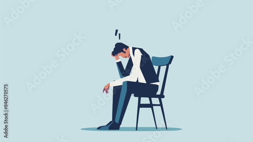 Regret on business mistake, frustration or depressed, stupidity or foolish losing all money, stressed and anxiety on failure concept, frustrated businessman holding his head sitting alone on the chair