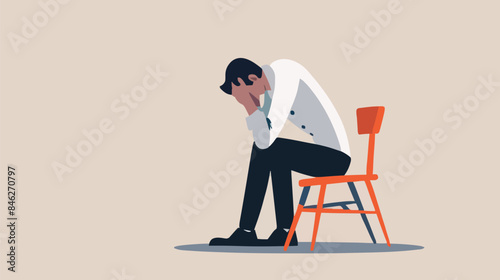 Regret on business mistake, frustration or depressed, stupidity or foolish losing all money, stressed and anxiety on failure concept, frustrated businessman holding his head sitting alone on the chair