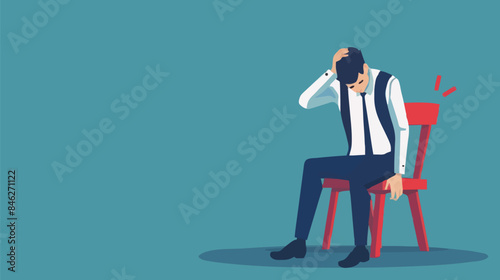Regret on business mistake, frustration or depressed, stupidity or foolish losing all money, stressed and anxiety on failure concept, frustrated businessman holding his head sitting alone on the chair