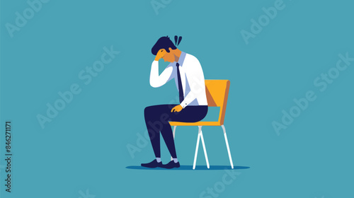 Regret on business mistake, frustration or depressed, stupidity or foolish losing all money, stressed and anxiety on failure concept, frustrated businessman holding his head sitting alone on the chair