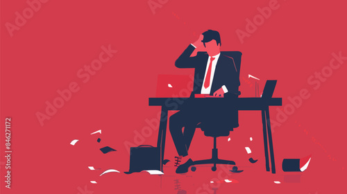Regret on business mistake, frustration or depressed, stupidity or foolish losing all money, stressed and anxiety on failure concept, frustrated businessman holding his head sitting alone on the chair
