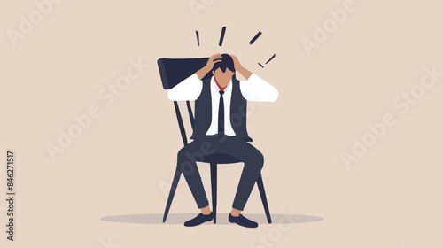 Regret on business mistake, frustration or depressed, stupidity or foolish losing all money, stressed and anxiety on failure concept, frustrated businessman holding his head sitting alone on the chair