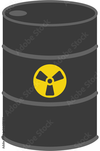 Flat illustration of oil barrel with danger sign isolated on white background.