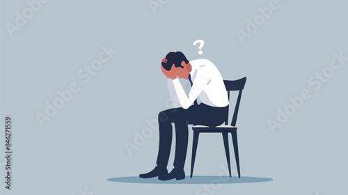 Regret on business mistake, frustration or depressed, stupidity or foolish losing all money, stressed and anxiety on failure concept, frustrated businessman holding his head sitting alone on the chair