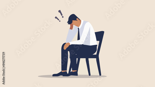 Regret on business mistake, frustration or depressed, stupidity or foolish losing all money, stressed and anxiety on failure concept, frustrated businessman holding his head sitting alone on the chair