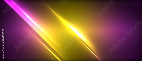 Neon dynamic diagonal light rays background. Techno digital geometric concept design for wallpaper  banner  presentation  background