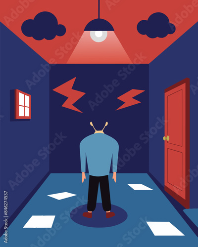 The room felt like a vacuum the echoes of negative opinions and gossip ing the life out of the person ped inside.. Vector illustration