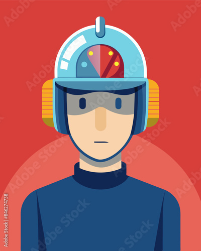 The wearers thoughts were carefully monitored and influenced by the helmet leaving them vulnerable to outside control.. Vector illustration