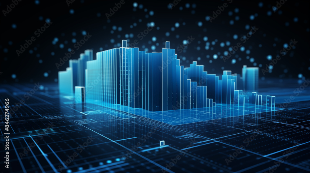 Abstract digital city on blue background, big data concept Abstract digital city on blue background, big data concept