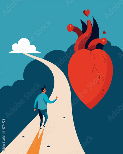 The persons heart races as they come across a dead end their breaths becoming shallow and rapid as they desperately search for another way out.. Vector illustration photo