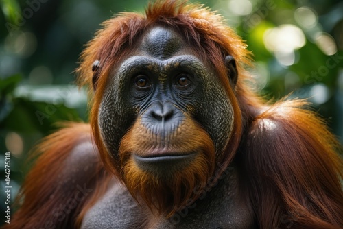 Captivating Sumatran Orangutan Portrait photo