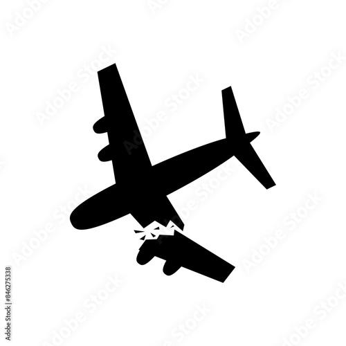 crashing plane vector icon in flat style