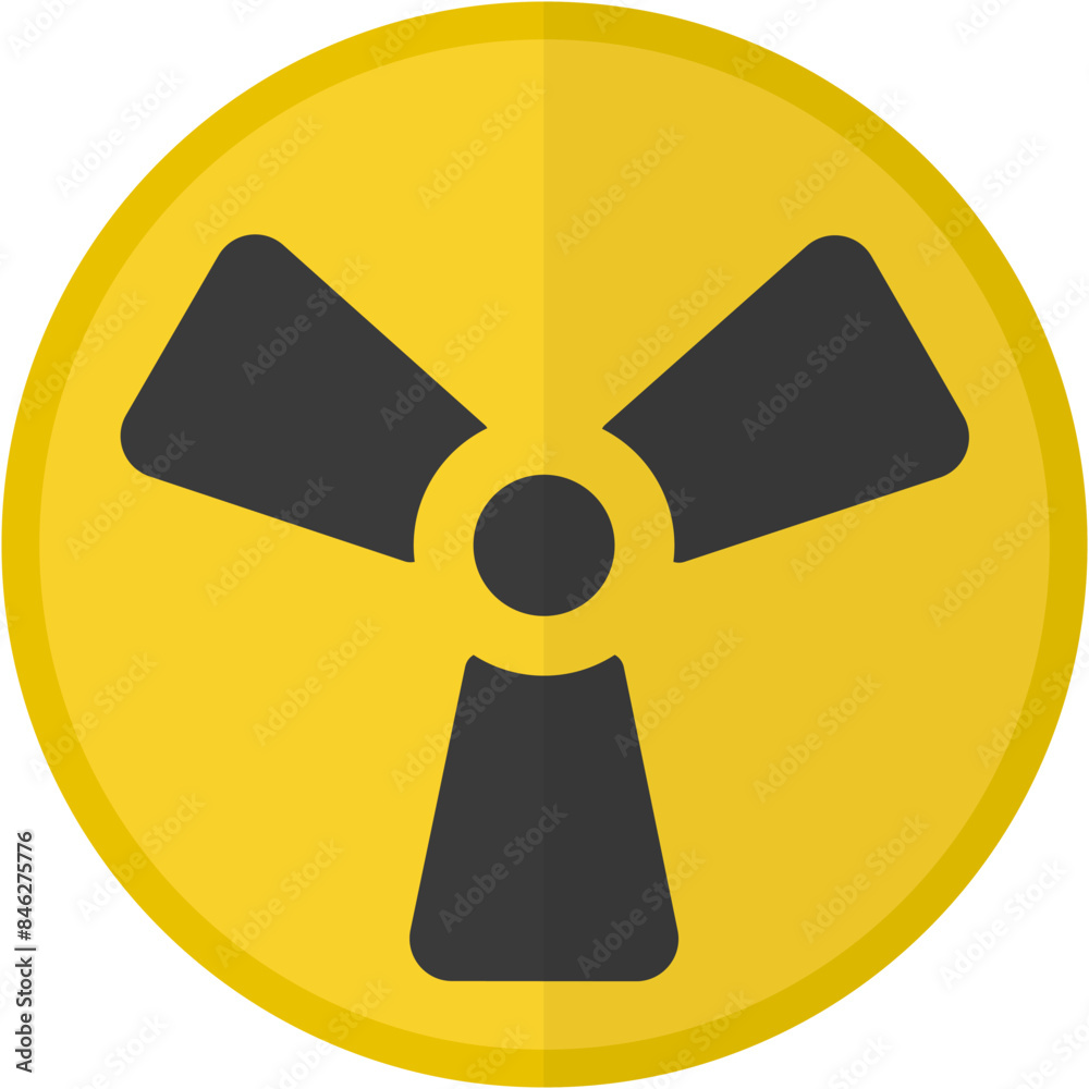 Grunge radiation flat symbol isolated on white background.