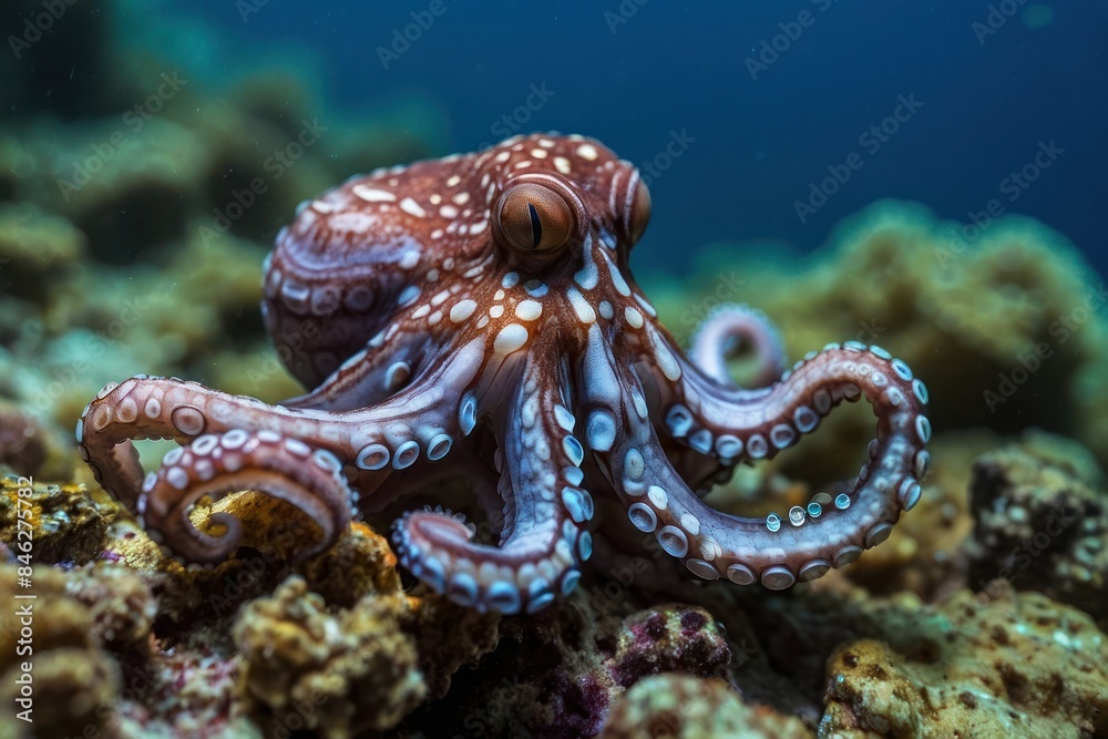 Fototapeta premium Majestic Octopus in Coral Reef