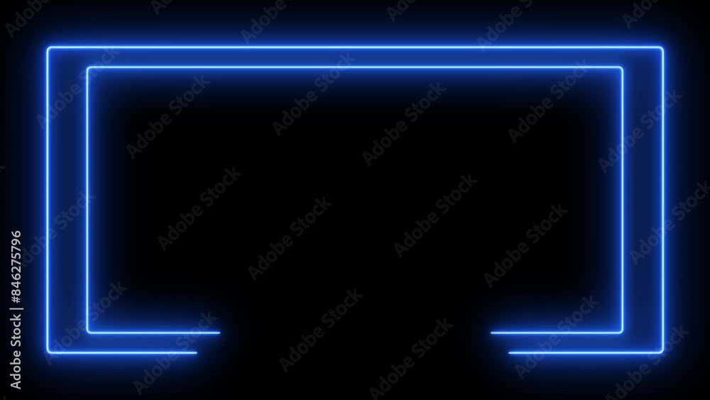 blue Neon rectangle frame loop animation. rectangular glowing frame with moving line. neon shape line animation. flickering neon border frame animation blue Neon rectangle frame loop animation. rectangular glowing frame with moving line. neon shape line animation. flickering neon border frame animation