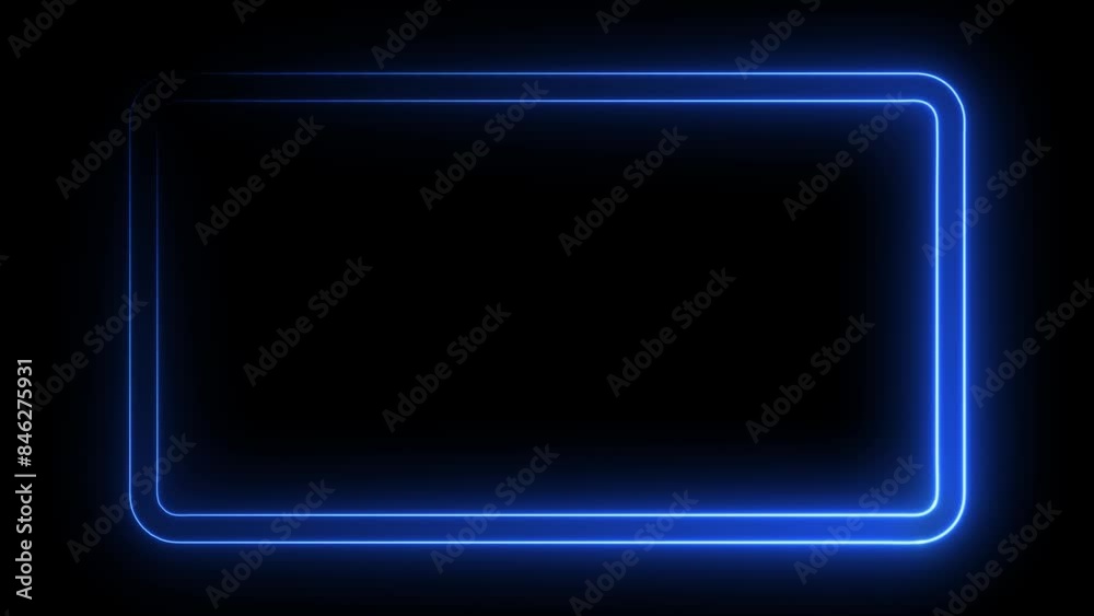 Blue Neon rectangle frame loop animation. rectangular glowing frame with moving line. neon shape line animation. flickering neon border frame animation Blue Neon rectangle frame loop animation. rectangular glowing frame with moving line. neon shape line animation. flickering neon border frame animation