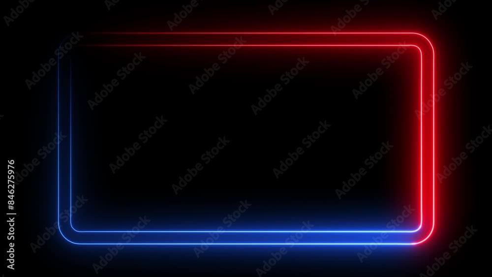 Red and blue Neon rectangle frame loop animation. rectangular glowing frame with moving line. neon shape line animation. flickering neon border frame animation Red and blue Neon rectangle frame loop animation. rectangular glowing frame with moving line. neon shape line animation. flickering neon border frame animation