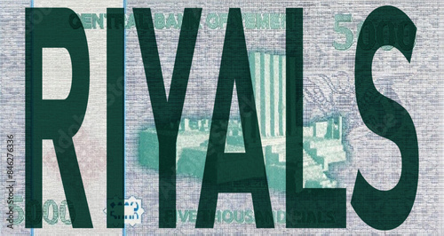 Vector reverse high polygonal pixel mosaic banknote of Yemen. Denominations of bill 5000 rials 2024. Game money of flyer. Part 2