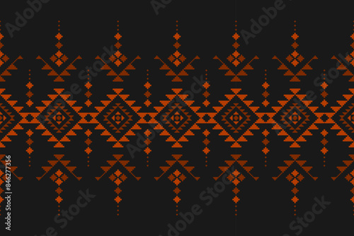 Carpet tribal pattern art. Geometric ethnic seamless pattern traditional. American, Mexican style. Design for background, wallpaper, illustration, fabric, clothing, carpet, textile, batik, embroidery.