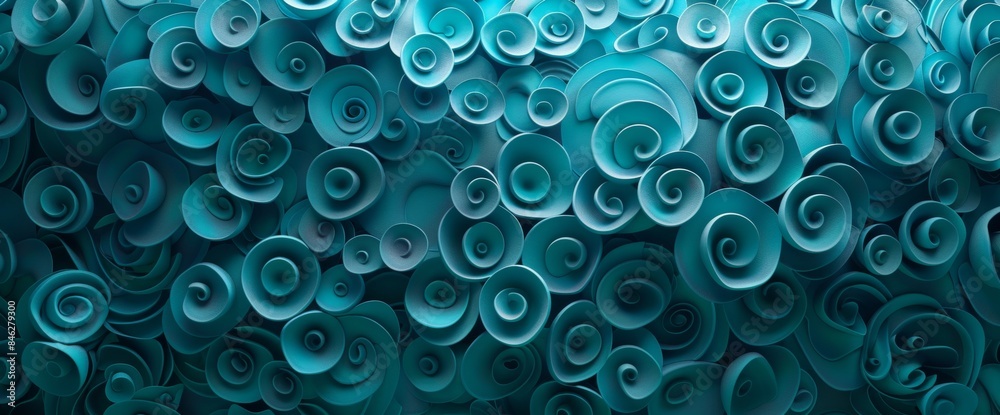 Light blue and turquoise background with a pattern of small spirals Light blue and turquoise background with a pattern of small spirals